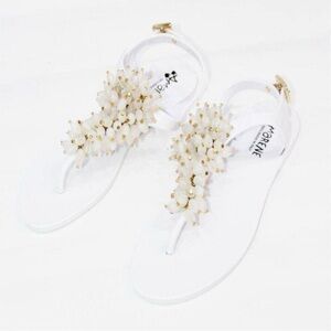FORTR DEI MARMI White Beaded Sandals